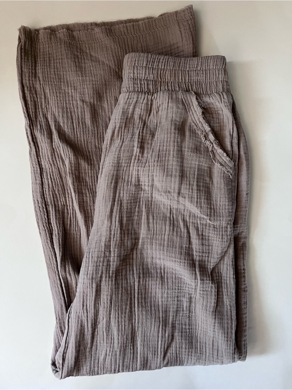 Stone Cotton Gauze Wide Leg Pants